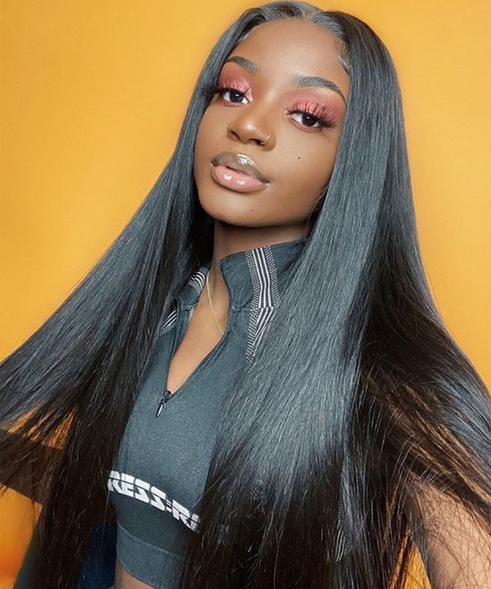 Brazilian Straight 370 Lace Frontal Wig Pre Plucked With Baby Hair