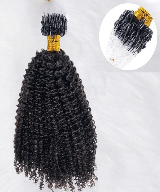 Dolago Brazilian Afro Kinky Curly Micro Link Human Hair Extensions Natural Hair For Micro Links