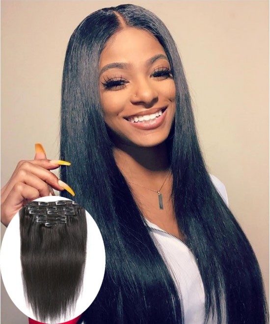 Warmte kloon Wanneer Dolago 7 Pieces/Set Hair Straight Wave Clip In Hair Extensions For Black  Women 100% Virgin Human Hair 120g Straight Braid Clip Ins Hair extension  For Sale Online