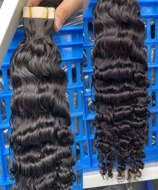 Dolago Natural 3B 3C Kinky Curly Tape In Human Hair Extensions For Black  Women Girls For Sale 8-30 Inches Curly Brazilian Tape Ins Extensions  Wholesale Online Best Virgin Human Hair Bundles Free