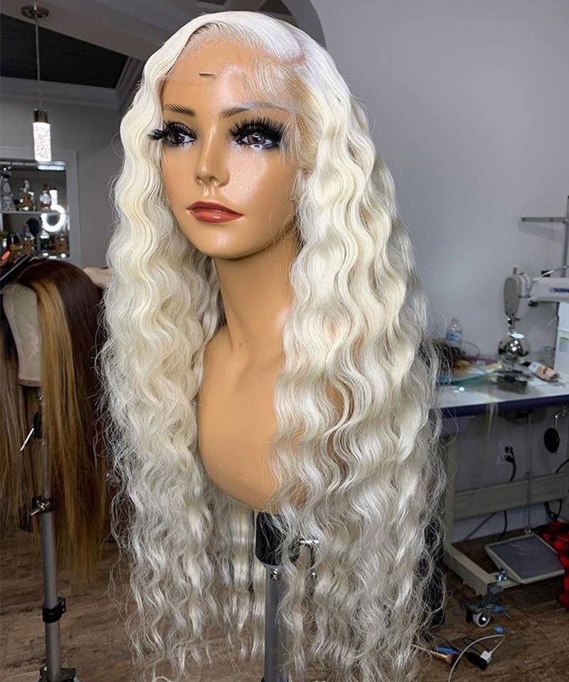 Quality Loose Wave 613 Blonde Colored T Part Human Hair Wigs For Women