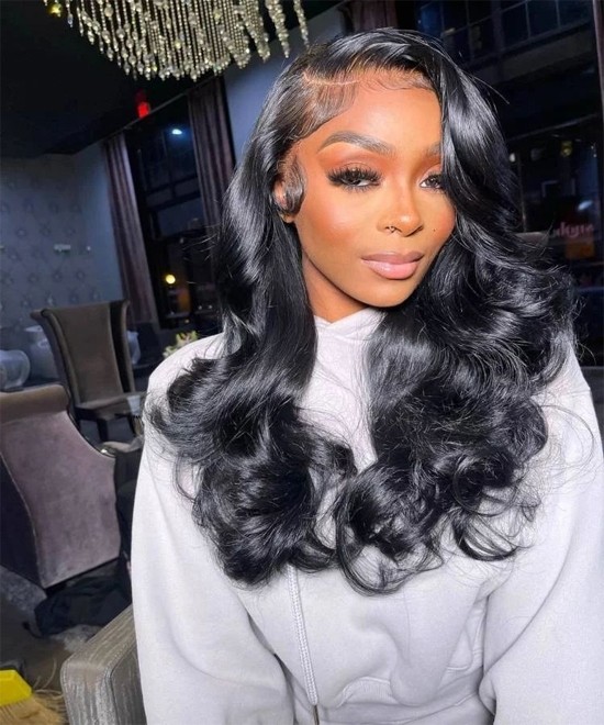 Dolago High Quality Body Wave Lace Front Wigs Human Hair For Black Women 180 Virgin Brazilian Lace Frontal Wigs Pre Plucked With Baby Hair Wavy Glueless Front Lace Wig Pre Bleached For