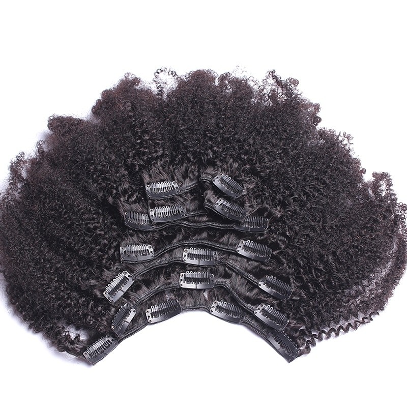 Kinky Curly Hair Extensions Clips In Virgin Human Hair For Sale